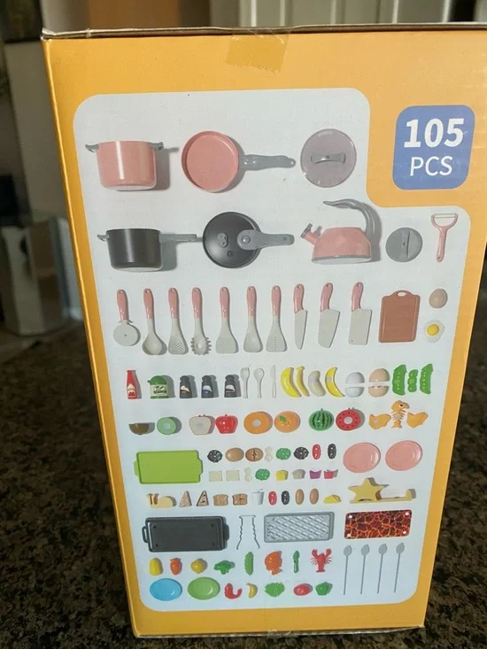 Amazon Blue Play Kitchen Set with Multicolor Food Accessories - Picture 4 of 4